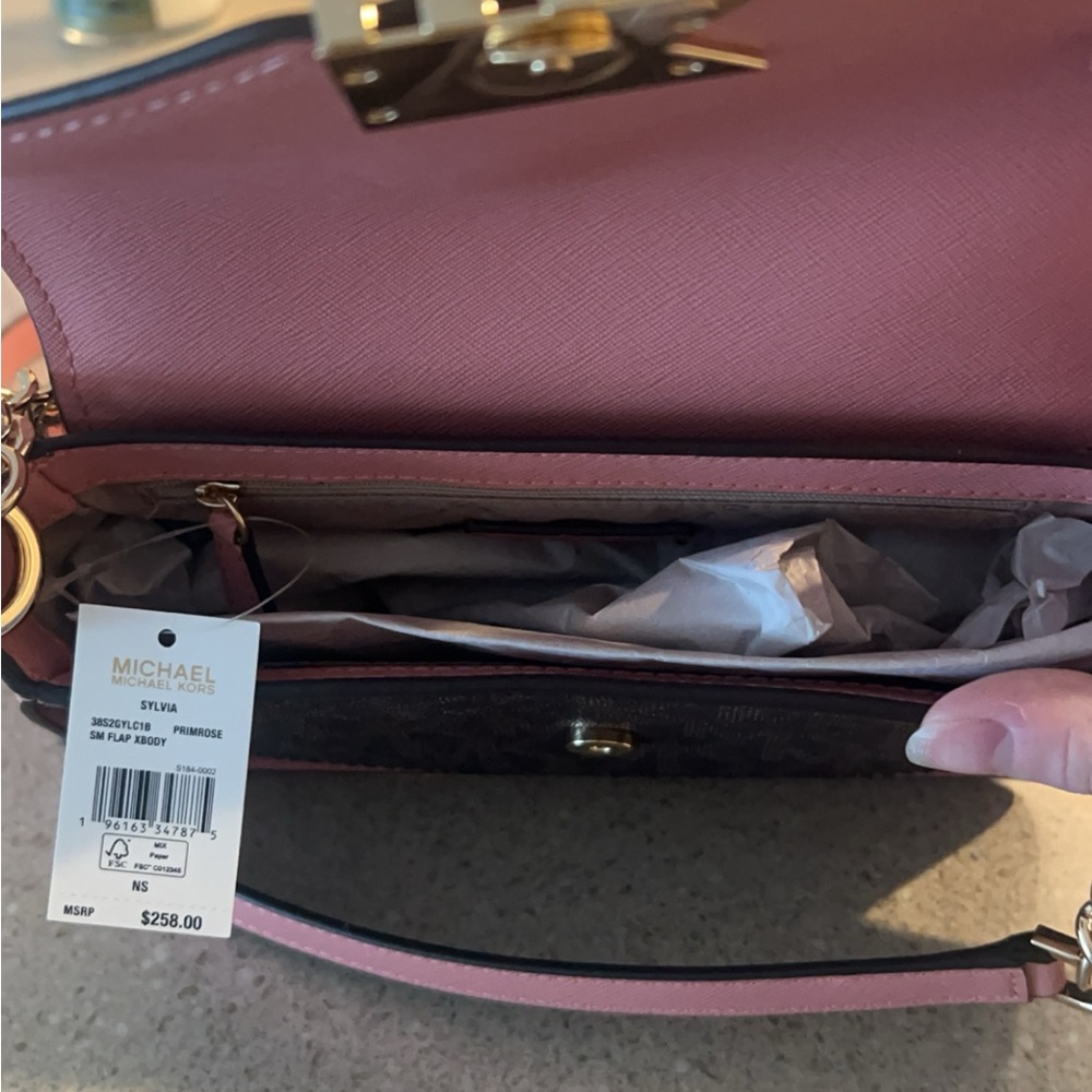 NWT Micheal Kors Pink & Brown Crossbody - Picture 4 of 11